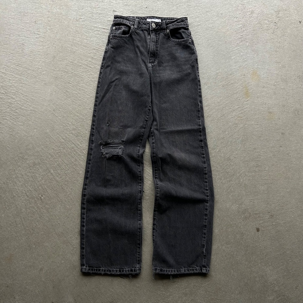 Garage Denim Jeans Womens Size 1 25x31 Black Dark Wash High Rise Wide Leg Baggy